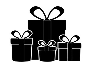 Christmas present box black silhouette vector,Christmas gift box