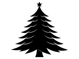 Christmas pine tree black silhouette  vector,pine tree  icon