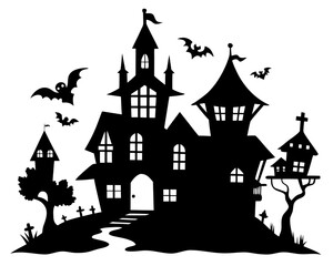 Haunted Houses simple  silhouette vector,halloween Houses  icon