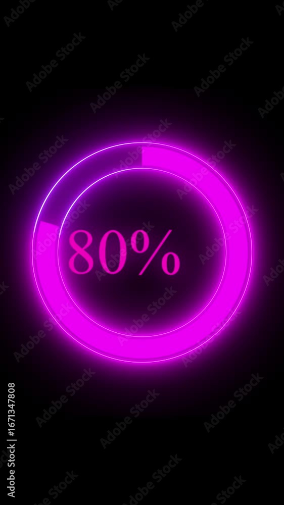 Aufkleber smooth neon violet progress circle rotating with glow effect vertical video. neon circle progress ba