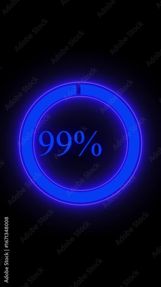 Aufkleber futuristic blue circular loading bar in neon style vertical video. animated glowing circle progress 