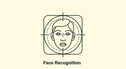Face Recognition Icon with Target and Outline