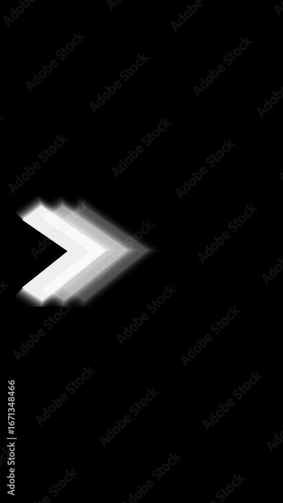 Aufkleber vertical video showing 3d arrow progression right with lighting effects. animated 3d arrow progressi