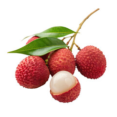 Fresh lychee fruit isolated on transparent background