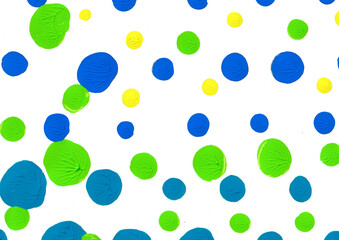 青と緑の絵の具風カラードットパターン・ポップな水玉背景素材