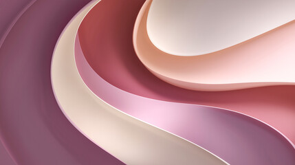 Abstract flowing curves in pink, cream, and purple tones. Elegant layered waves create depth and movement. Ideal for backgrounds, branding, or modern design visuals.