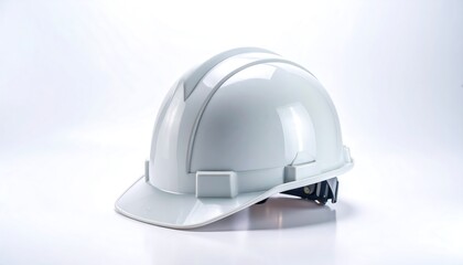 Fototapeta premium White Hard Hat Safety Equipment for Construction and Industry.