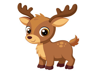 Adorable deer cartoon with big eyes isolated on white background illustration