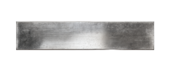 Magnetic knife strip with slim rectangular design, bead-blasted metal face and hidden fasteners, isolated on transparent background.
