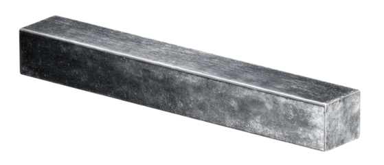 Magnetic knife strip with slim rectangular design, bead-blasted metal face and hidden fasteners, isolated on transparent background.
