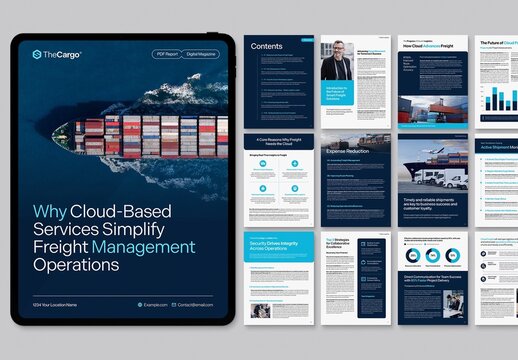 Corporate Report Template & Digital Brochure with Business White Paper Theme