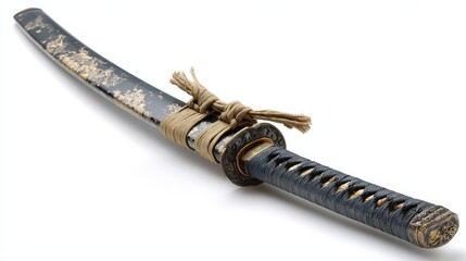 isolated old japanese katana sword.