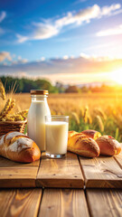 Rustic Snack with Wheat Field View