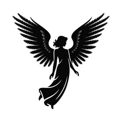 Obraz premium Elegant Angel Silhouette Illustration with Flowing Gown for Symbolic Representation