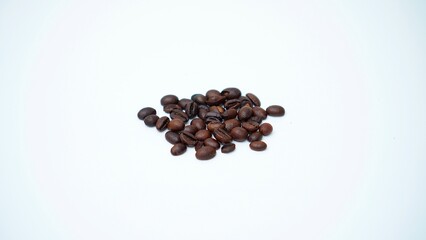 Roasted coffee beans isolated on white background