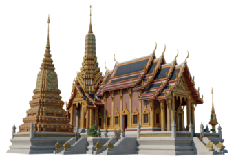 Isolated Thai temple complex intricate detail and design rich cultural architectural heritage