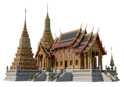 Isolated Thai temple complex intricate detail and design rich cultural architectural heritage - Powered by Adobe