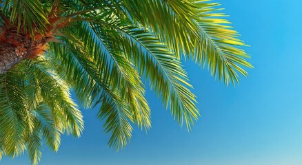 Lush palm fronds against a vibrant blue sky (1)