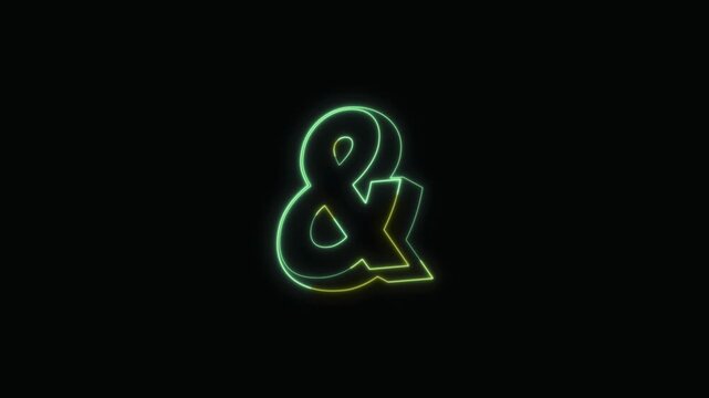  Ampersand Neon Text Seamless Loop 4K with Black Background Animated Promotional Typography for Video Editing