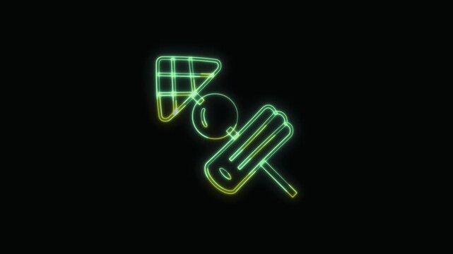  BBQ Icon Neon Seamless Loop 4K with Black Background Animated Promotional Typography for Video Editing