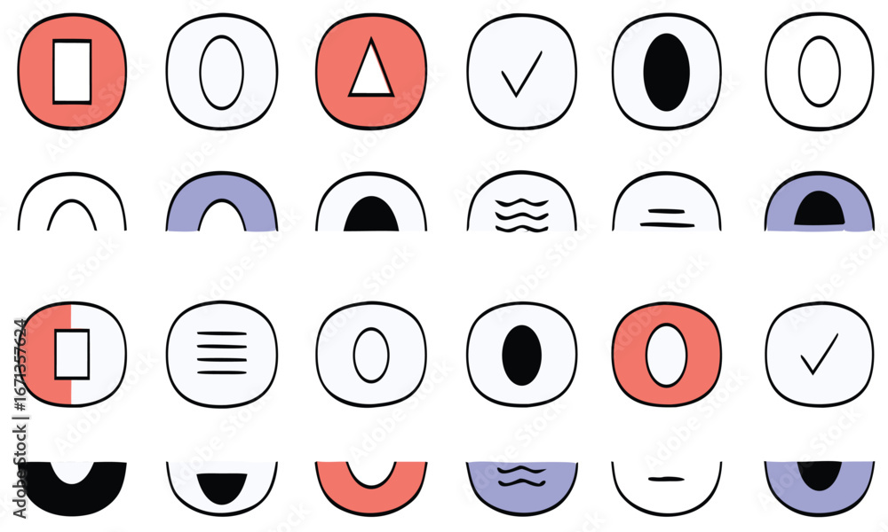 Poster modern minimalist icons and symbols collection for clean digital design and user interfaces