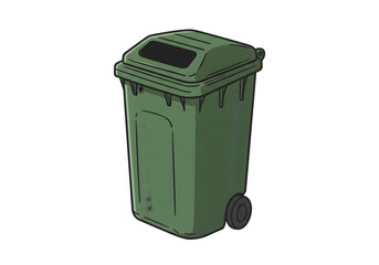 Green Wheeled Waste Bin Recycling  Waste Management Solution on transparent background