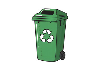 Green Recycling Bin Waste Disposal Environmental Sustainability EcoFriendly Container on transparent background