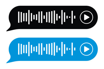 Voice message equalizer vector set. Audio sound wave bar for podcast. Graphic design element for mobile app interface in eps 10.