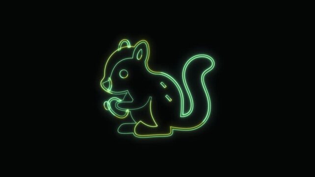  Chipmunk Icon Neon Seamless Loop 4K with Black Background Animated Promotional Typography for Video Editing