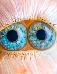 Close-up of vibrant blue eyes