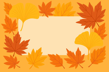 Autumn Leaves Background with Ginkgo and Maple