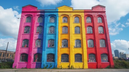 Fototapeta premium Colorful rainbow building facade.