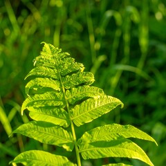 Close-up of vibrant fern leaf