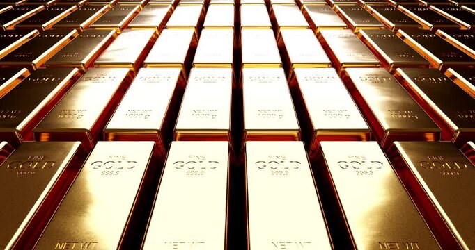 Moving stacks of gold bars,millions of gold bars