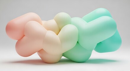 Abstract pastel shapes isolated on white background