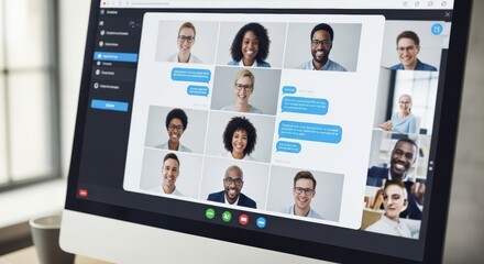 A video and conference in a google meet setting with focus on video, conference, call. Unique