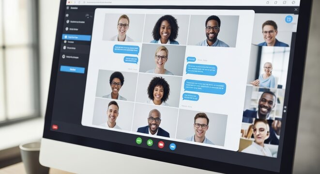 A video and conference in a google meet setting with focus on video, conference, call. Unique