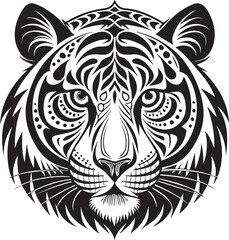 Fototapeta premium Ferocious Tiger Profile Bold Line Art Design