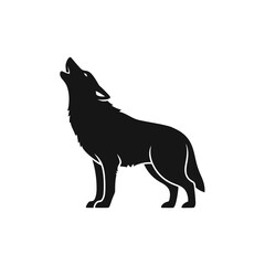 Silhouette of a Howling Wolf, Black and White
