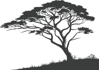 Minimalist Tree Silhouette Vector Background
