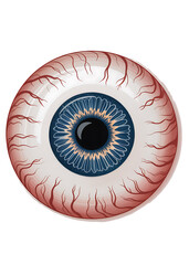 Creepy Bloodshot Eyeball Illustration ,Spooky Realistic Eye for Halloween or Horror Design.