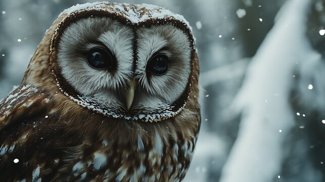 Owl perched in snowy landscape showcasing the beauty of winter wildlife and nature photography