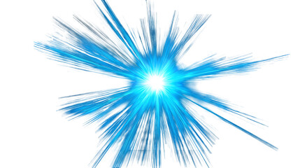Blue light burst effect illuminating darkness isolated on transparent background