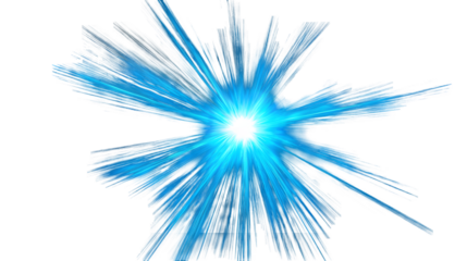 Blue light burst effect illuminating darkness isolated on transparent background
