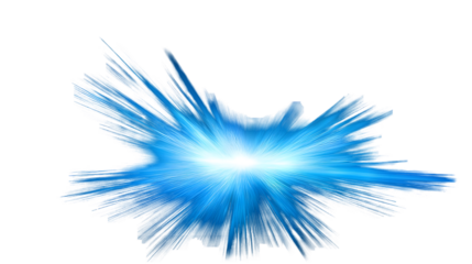 Blue light burst illuminating darkness isolated on transparent background