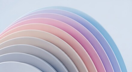 Pastel colored curved layers against a white background