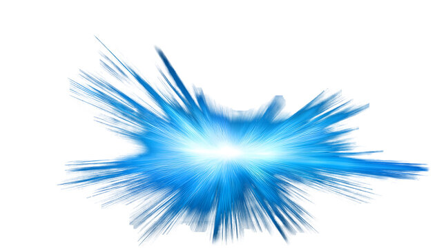 Blue light burst illuminating darkness isolated on transparent background