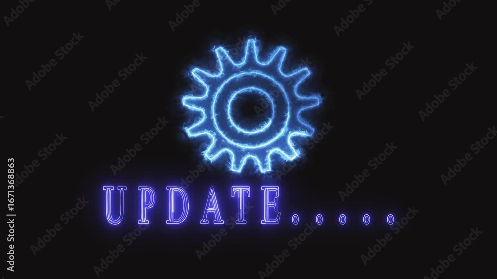 Poster neon energy gear update animation loading screen progress bar digital technology cyberpunk. futurist