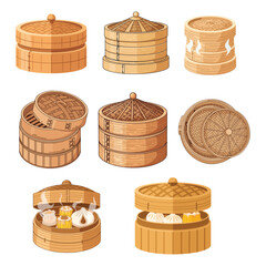 Bamboo Steamer Vector Illustration