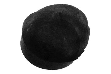 Black watercolor circle pattern isolated on transparent background